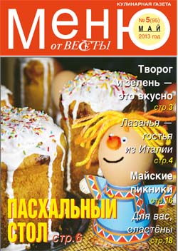 Меню от Весты. Май 2013